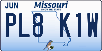 MO license plate PL8K1W