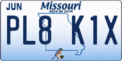 MO license plate PL8K1X