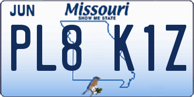 MO license plate PL8K1Z
