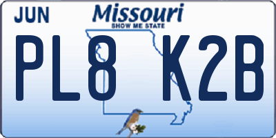 MO license plate PL8K2B