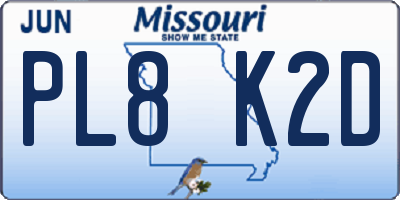 MO license plate PL8K2D