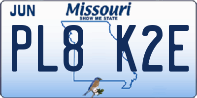 MO license plate PL8K2E