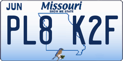 MO license plate PL8K2F