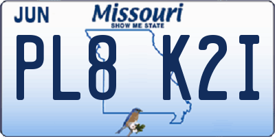 MO license plate PL8K2I