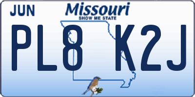 MO license plate PL8K2J