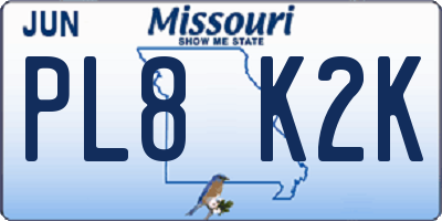 MO license plate PL8K2K