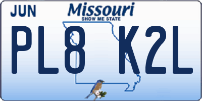 MO license plate PL8K2L