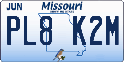 MO license plate PL8K2M