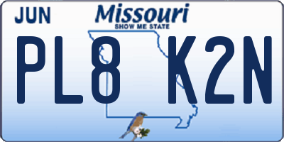 MO license plate PL8K2N