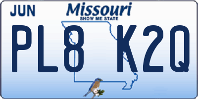 MO license plate PL8K2Q
