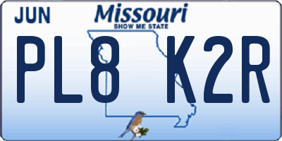 MO license plate PL8K2R