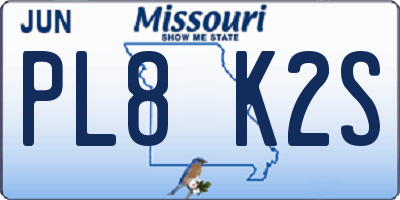 MO license plate PL8K2S