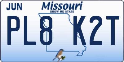 MO license plate PL8K2T