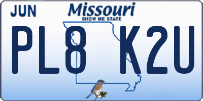 MO license plate PL8K2U