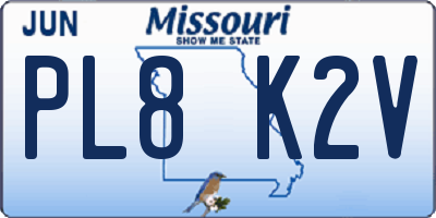 MO license plate PL8K2V