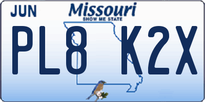 MO license plate PL8K2X