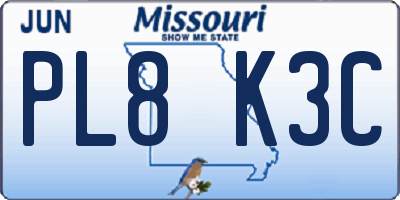 MO license plate PL8K3C