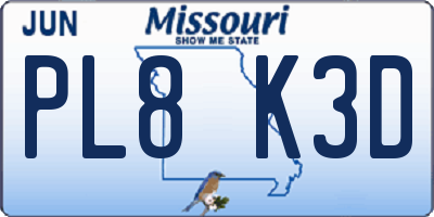 MO license plate PL8K3D