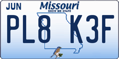 MO license plate PL8K3F
