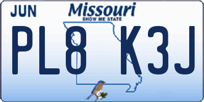 MO license plate PL8K3J