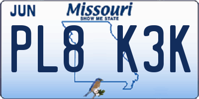 MO license plate PL8K3K
