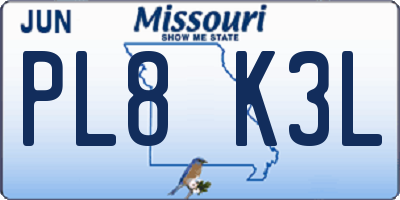 MO license plate PL8K3L