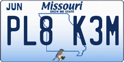 MO license plate PL8K3M