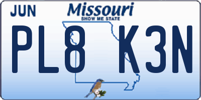 MO license plate PL8K3N