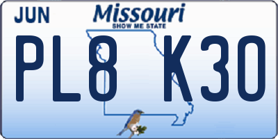 MO license plate PL8K3O
