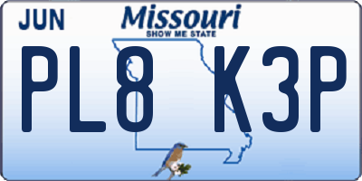 MO license plate PL8K3P