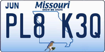 MO license plate PL8K3Q