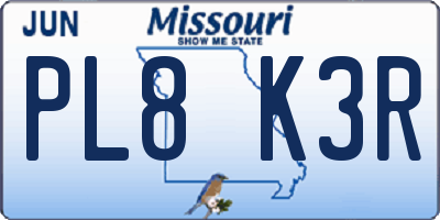 MO license plate PL8K3R