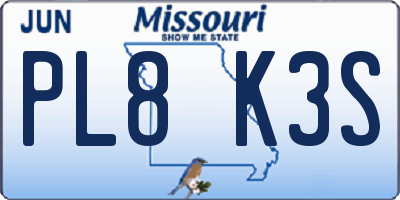 MO license plate PL8K3S