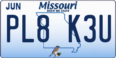 MO license plate PL8K3U