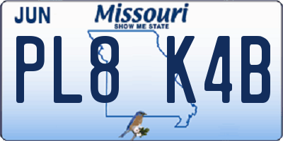 MO license plate PL8K4B