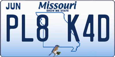 MO license plate PL8K4D
