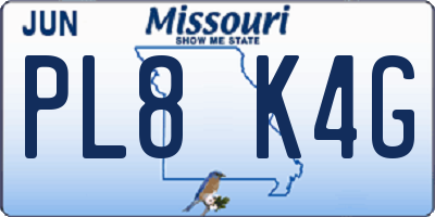 MO license plate PL8K4G