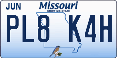 MO license plate PL8K4H