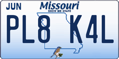 MO license plate PL8K4L