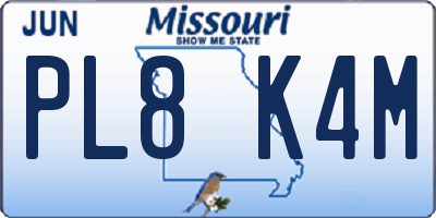 MO license plate PL8K4M