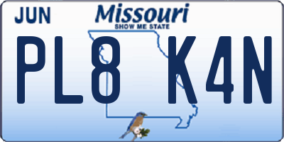 MO license plate PL8K4N