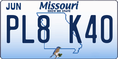 MO license plate PL8K4O
