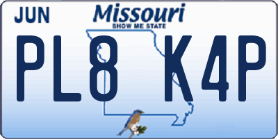 MO license plate PL8K4P
