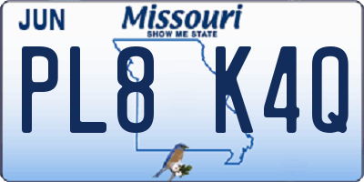 MO license plate PL8K4Q
