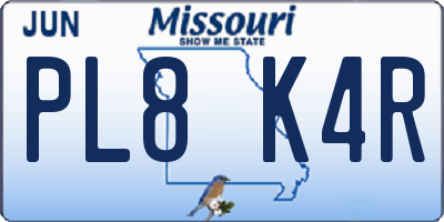MO license plate PL8K4R