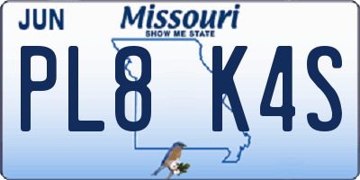 MO license plate PL8K4S