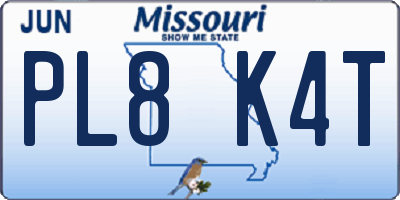 MO license plate PL8K4T