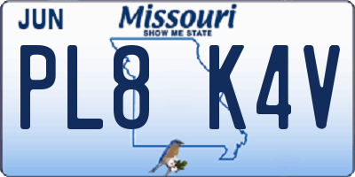 MO license plate PL8K4V