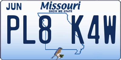 MO license plate PL8K4W