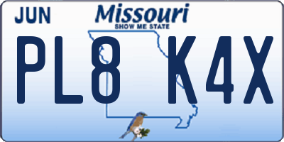 MO license plate PL8K4X